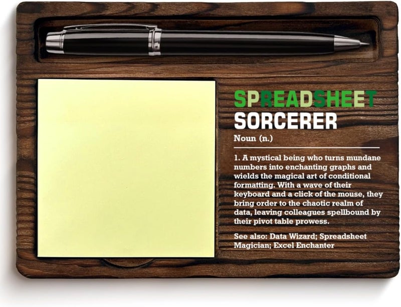 QODMGD Funny Office Gifts for Accountant Data Analysts Spreadsheet Sorcerer Sticky Note Holder for Office Cubicle Desk Decor - Image 1